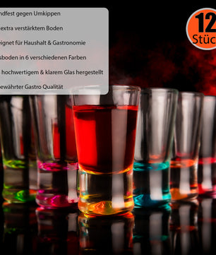 12 Stück farbige Schnapsgläser 2cl in Geschenkbox – hochwertige Shotgläser lebensmittelecht 4
