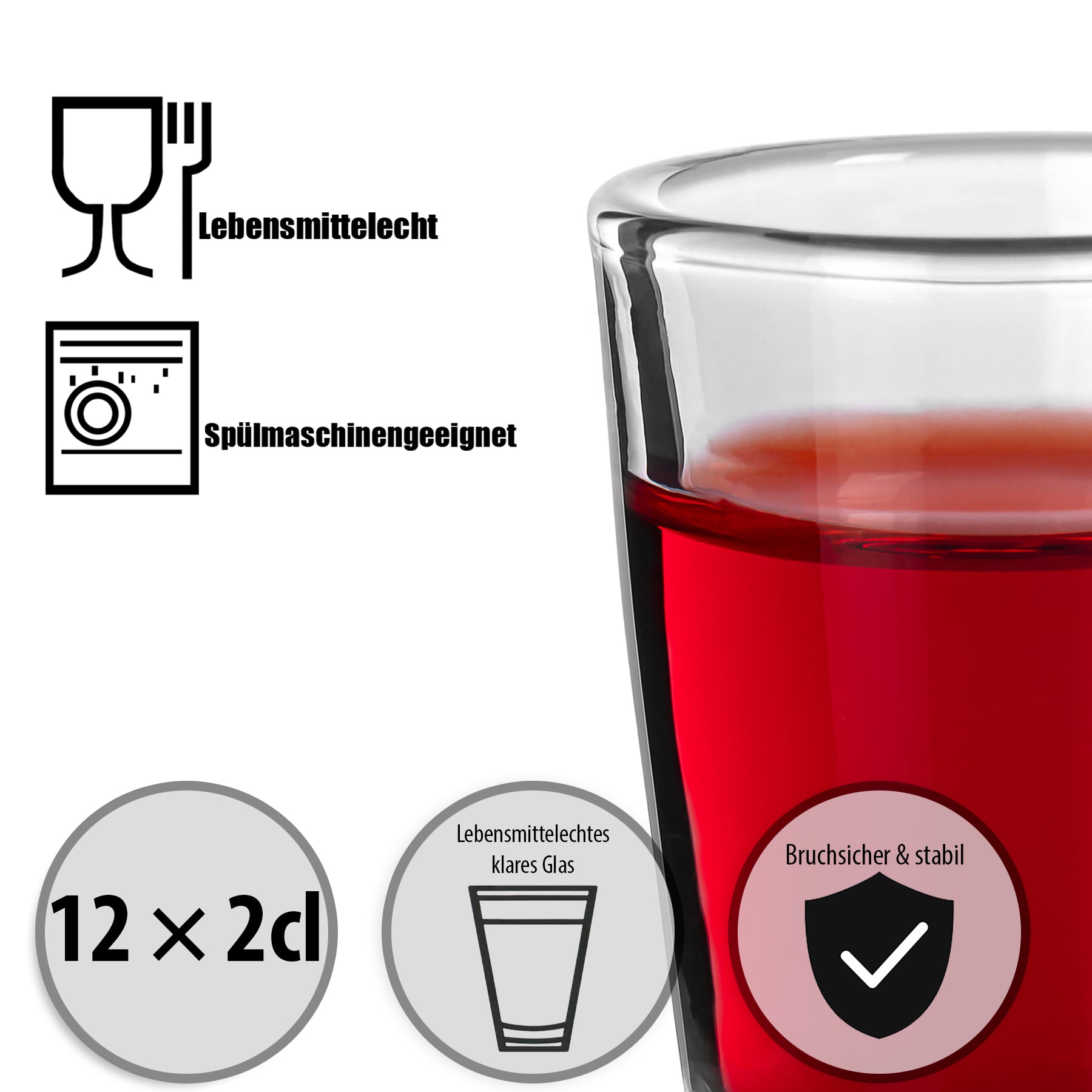 12 Stück farbige Schnapsgläser 2cl in Geschenkbox – hochwertige Shotgläser lebensmittelecht 5