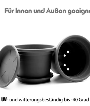 8 Stück Blumentopf mit Untersetzer rund ø 35 cm Anthrazit – wetterfester Pflanzkübel Made in Europe 6
