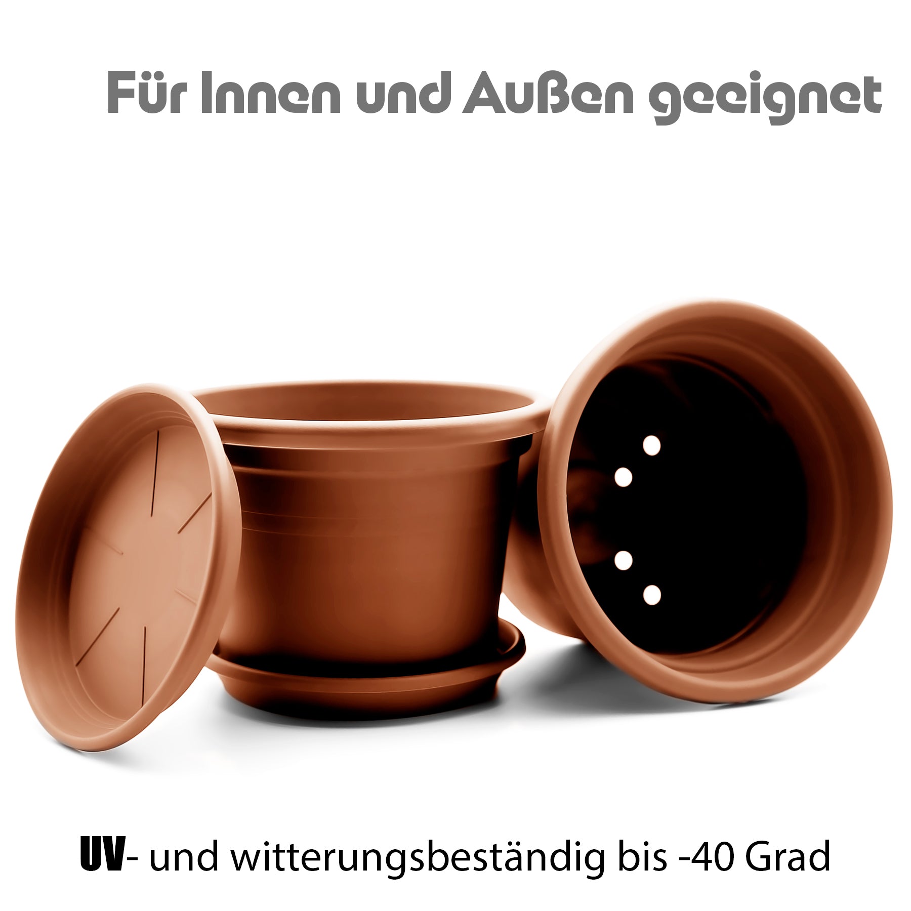 4 Stück Blumentopf mit Untersetzer rund ø 35 cm Terracotta – wetterfester Pflanzkübel 6