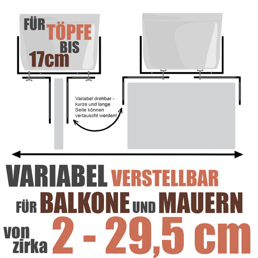 2 Paar Blumenkastenhalter terrakotta Standard H-Form Kasten Halter Balkonkastenhalter 2