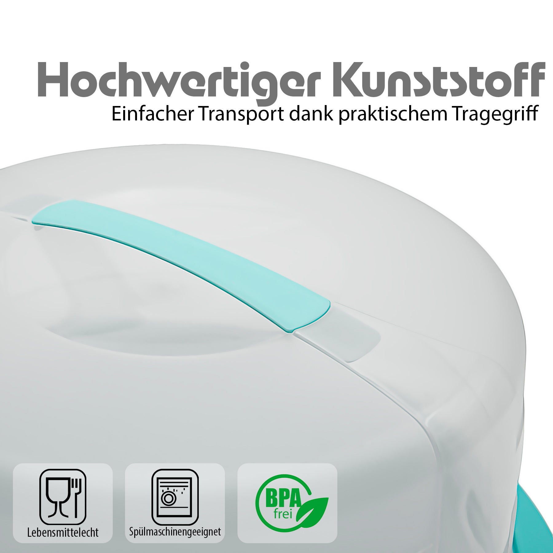 2 Stück Kuchen Transportbox Rund mit Kühlfach in Brombeerfarbe – Tortenglocke mit zwei Trage 2