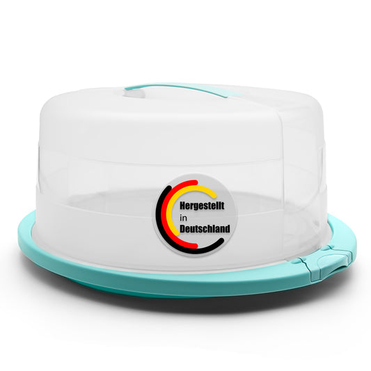 BigDean Kuchen Transportbox Rund mit Kühlfach in Eisblau – Tortenglocke mit stabilem Tragegriff für sicheren Transport von Backwaren – Tortenhaube Made in Germany image 1
