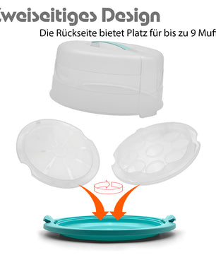 2 Stück Kuchen Transportbox Rund mit Kühlfach in Brombeerfarbe – Tortenglocke mit zwei Trage 5