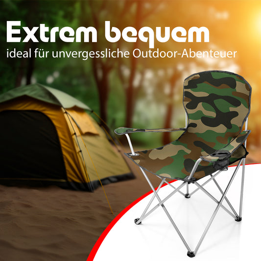 BigDean Campingstuhl für Personen ab 1,70 m - Großer Bequemer Faltstuhl in Camouflage 2