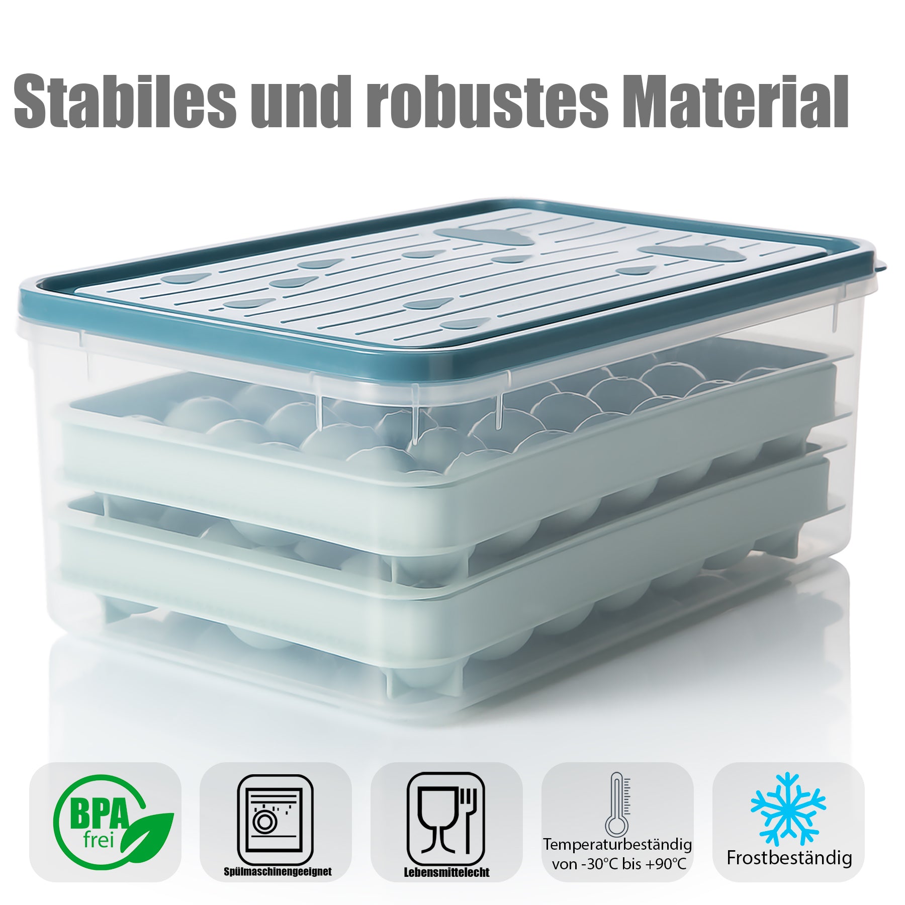BigDean Eiswürfelform mit Deckel & Zubehör für bis zu 66 Eiswürfel – Eiswürfelbehälter 2