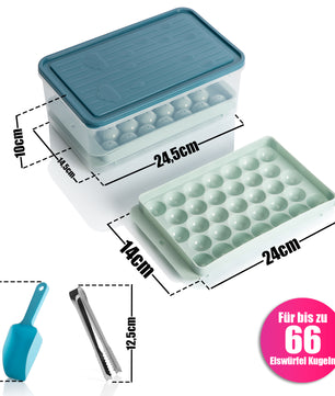 BigDean Eiswürfelform mit Deckel & Zubehör für bis zu 66 Eiswürfel – Eiswürfelbehälter 3