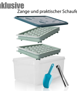 BigDean Eiswürfelform mit Deckel & Zubehör für bis zu 66 Eiswürfel – Eiswürfelbehälter 5