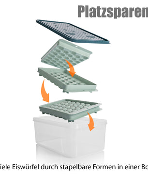 BigDean Eiswürfelform mit Deckel & Zubehör für bis zu 66 Eiswürfel – Eiswürfelbehälter 6