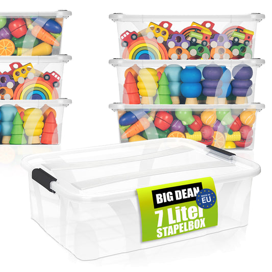 BigDean 6 Stück Aufbewahrungsbox mit Deckel 7 L flach und Transparent – Aufbewahrungsbox 1