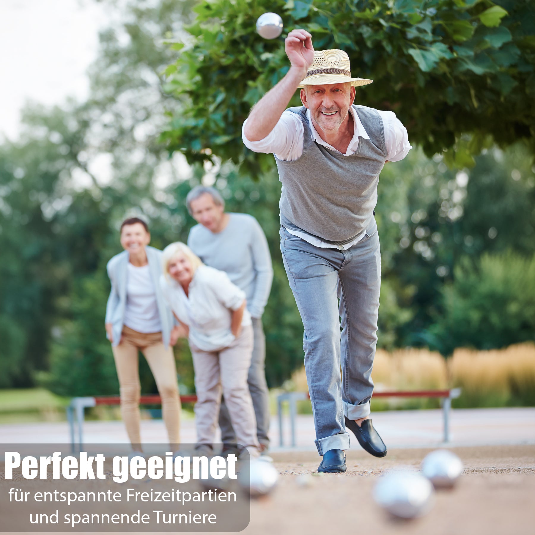 Boule Set mit 8 Boule Kugeln aus hochwertigem Edelstahl 2