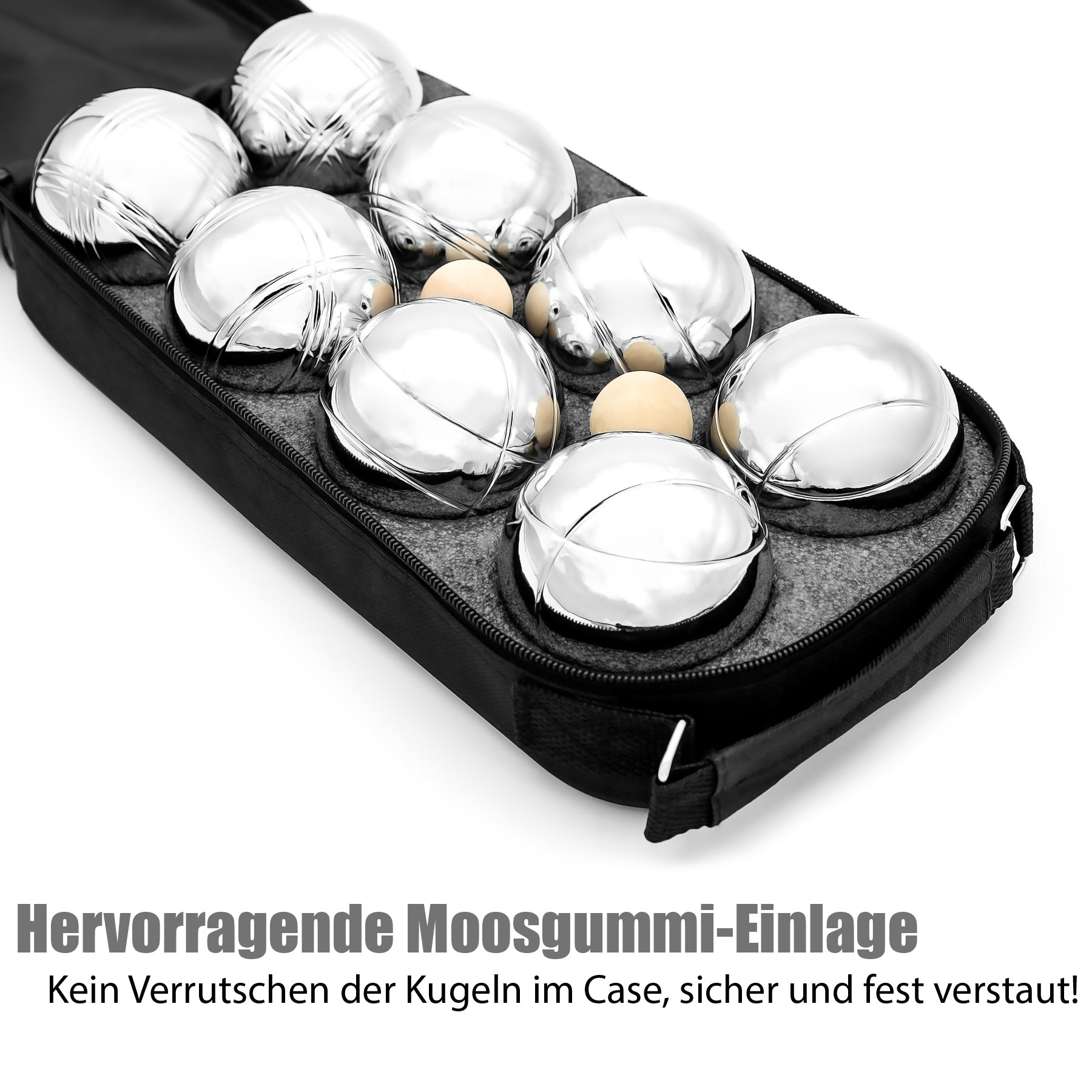 Boule Set mit 8 Boule Kugeln aus hochwertigem Edelstahl 5