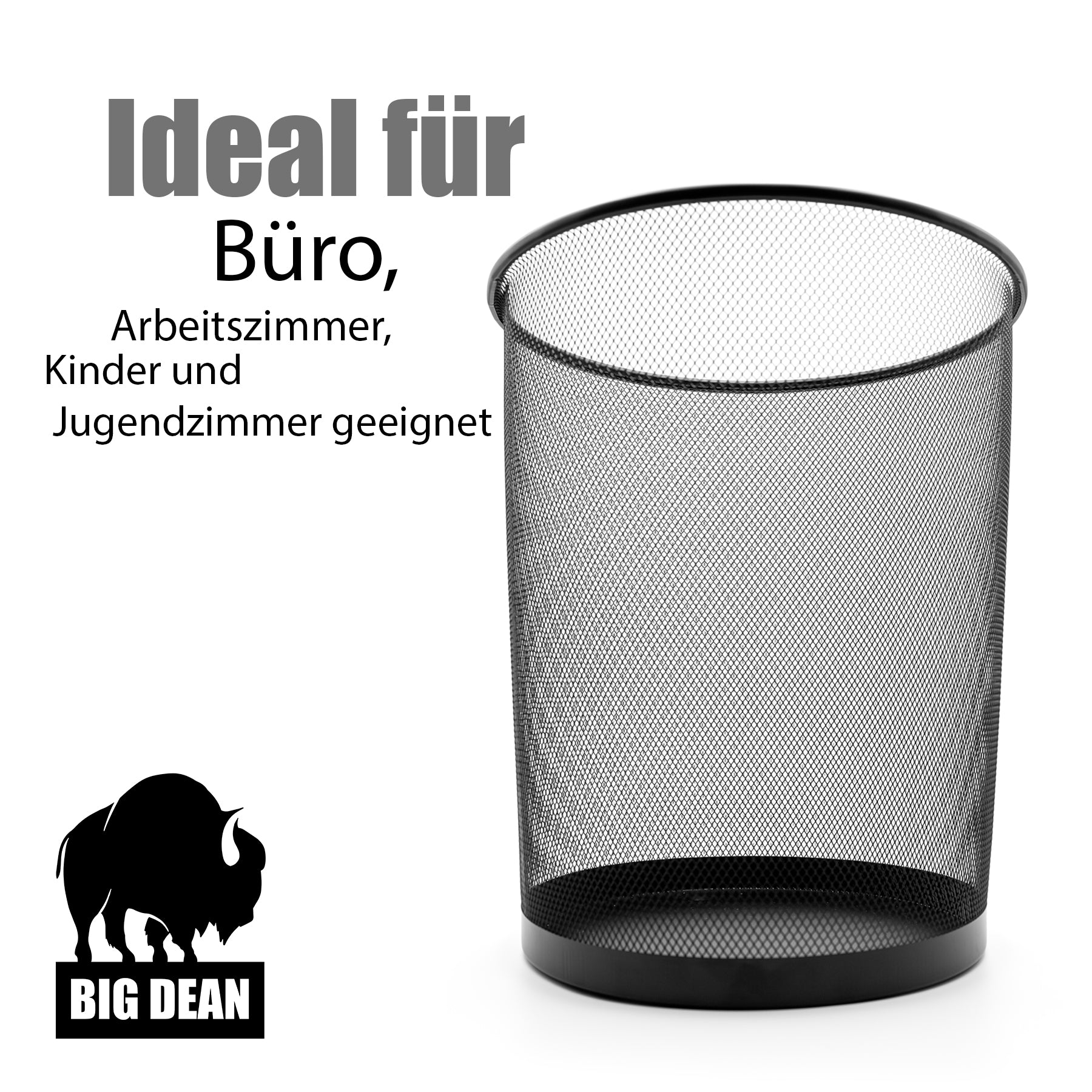 BigDean 4x Papierkorb Mülleimer schwarz 20L Draht – idealer Papiereimer für Zuhause & im Büro 4