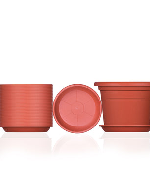 5x Blumentopf Ø 25 cm Farbe Terrakotta & Untersetzer Kunststoff Pflanztopf Containertopf Übertopf 4