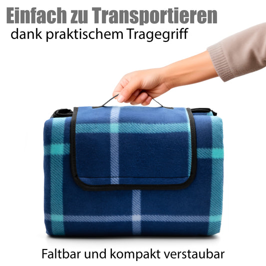 BigDean Picknickdecke 200x200 cm wasserabweisend Karo Design Hell – Picknickdecke XXL 2