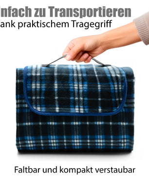 Picknickdecke 200x200 cm wasserabweisend Karo Design Dunkel – Picknickdecke XXL 2