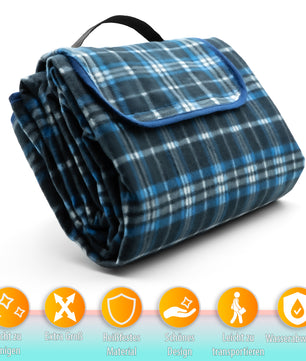 Picknickdecke 200x200 cm wasserabweisend Karo Design Dunkel – Picknickdecke XXL 6