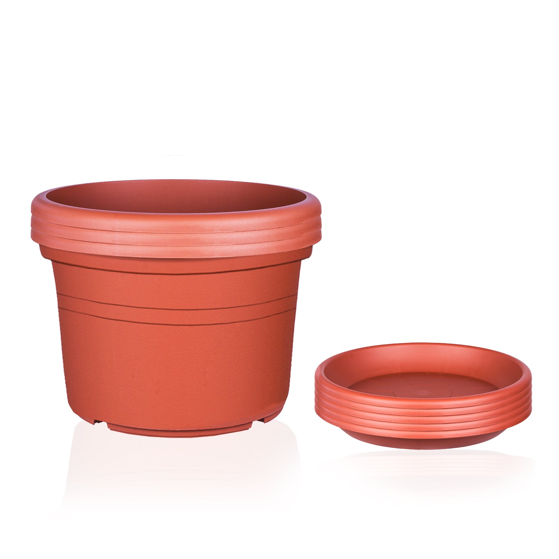 3x Blumentopf Ø 25 cm Farbe Terrakotta & Untersetzer Kunststoff Pflanztopf Containertopf Übertopf 5