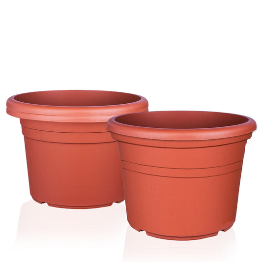 W 3x Blumentopf Ø 25 cm Farbe Terrakotta Kunststoff Pflanztopf Containertopf Übertopf Pflanzkübel rund 25 x 18 cm