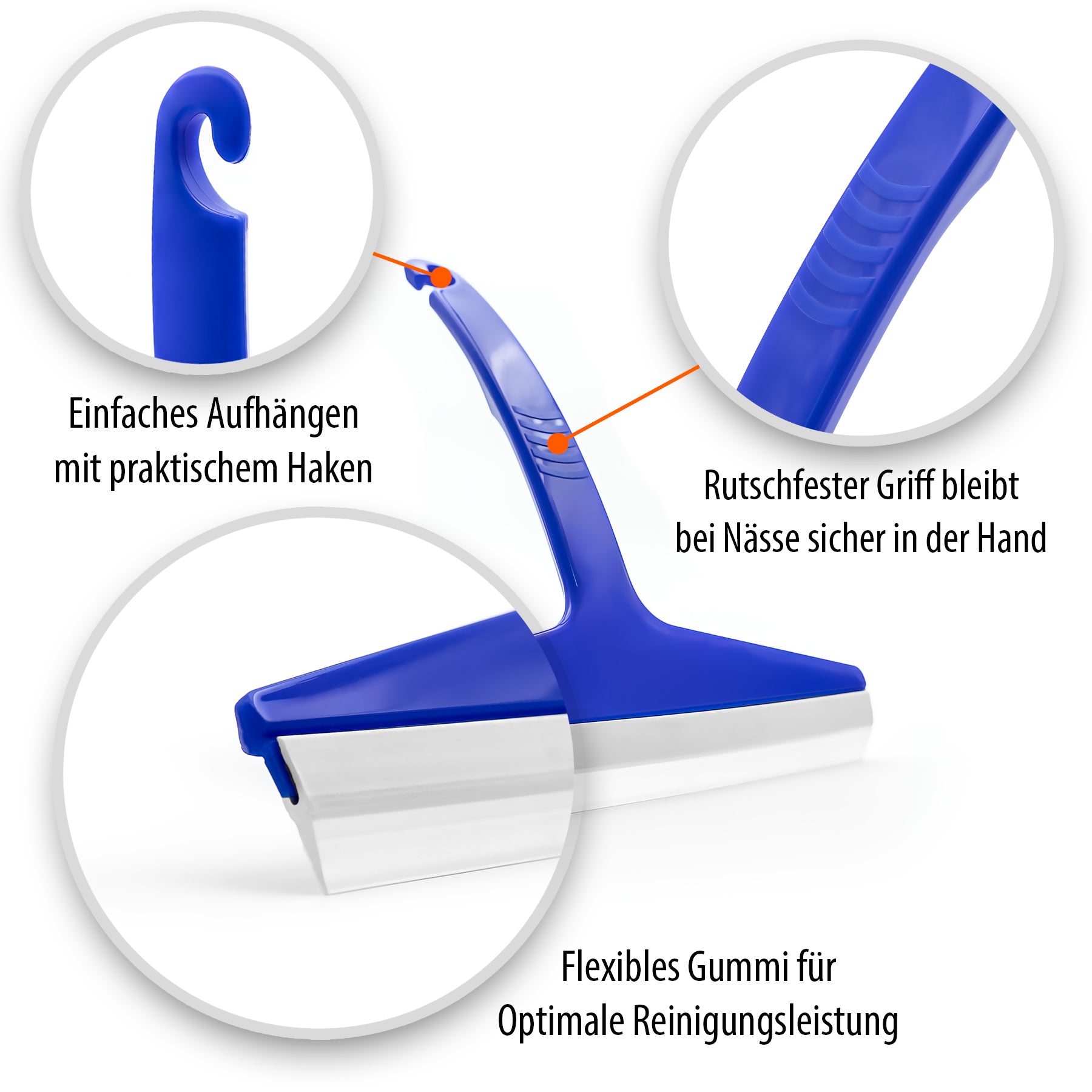 BigDean 3 Stück Duschabzieher Silikon in blau – Abzieher für die Dusche 23,5cm breit 4