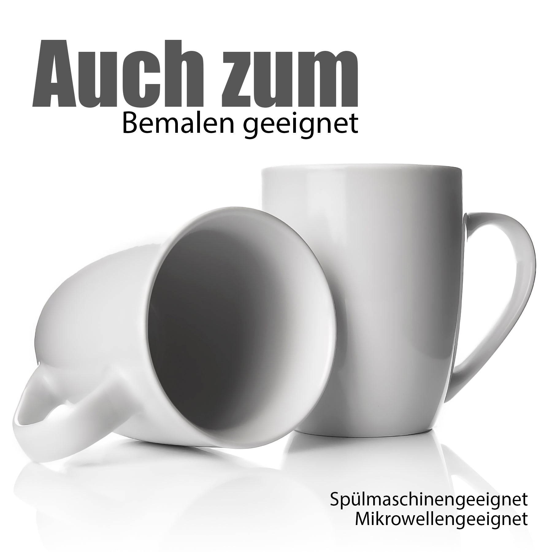6 Stück Kaffeebecher 300ml aus echtem Porzellan - Tassen zum Bemalen - in Geschenkverpackung 6