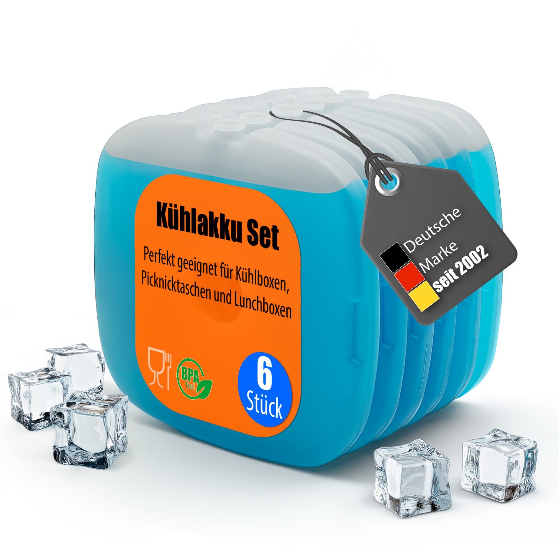 BigDean 6 Stück Kühlakkus ideal für Kühltasche, Kühlboxen & Brotdosen – BPA-frei & lebensmittelecht