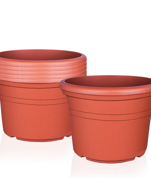 6x Blumentopf Ø 40 cm Farbe Terrakotta Kunststoff Pflanztopf Containertopf Übertopf Pflanzkübel rund