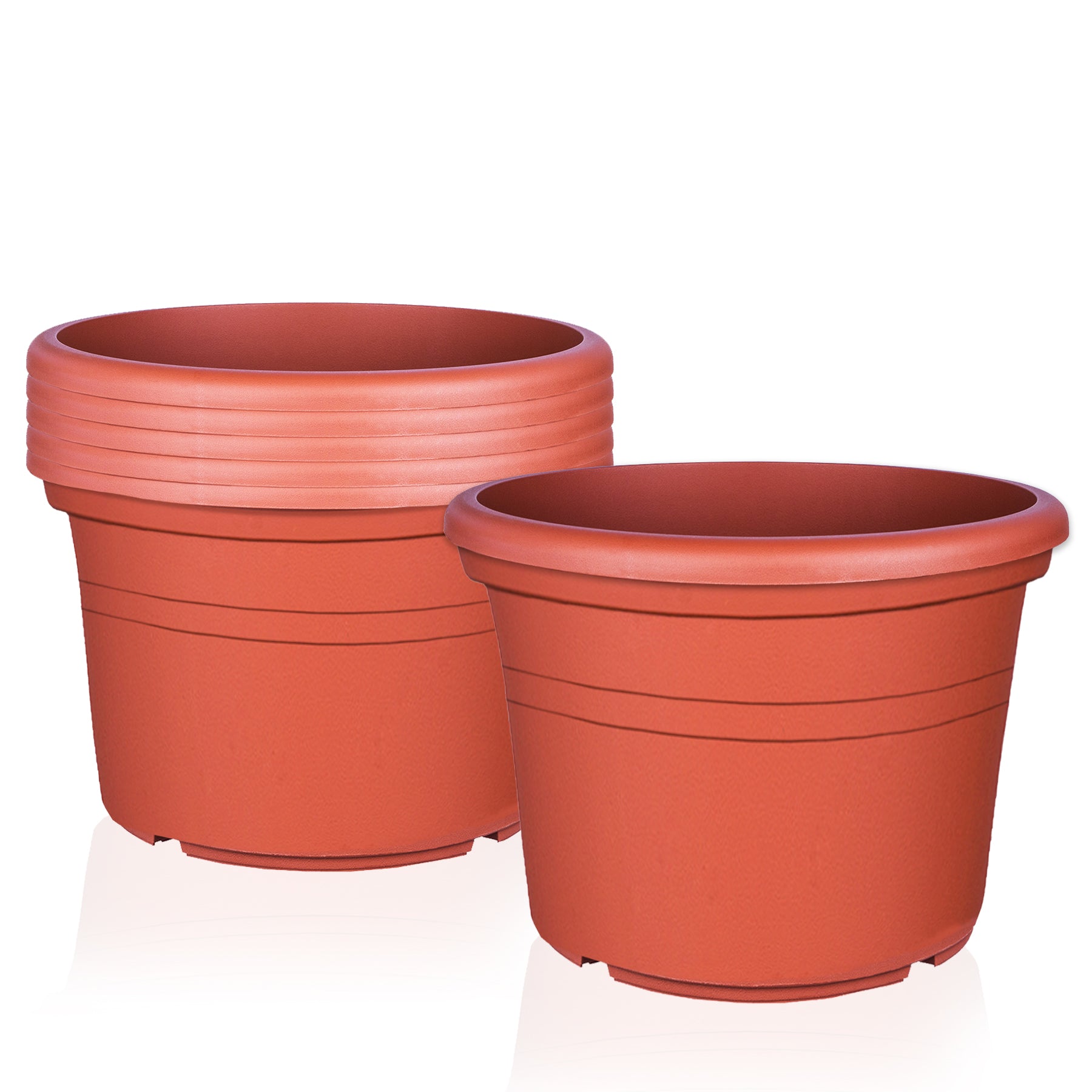6x Blumentopf Ø 40 cm Farbe Terrakotta Kunststoff Pflanztopf Containertopf Übertopf Pflanzkübel rund