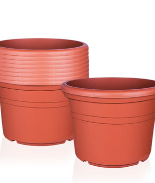 9x Blumentopf Ø 40 cm Farbe Terrakotta Kunststoff Pflanztopf Containertopf Übertopf Pflanzkübel rund