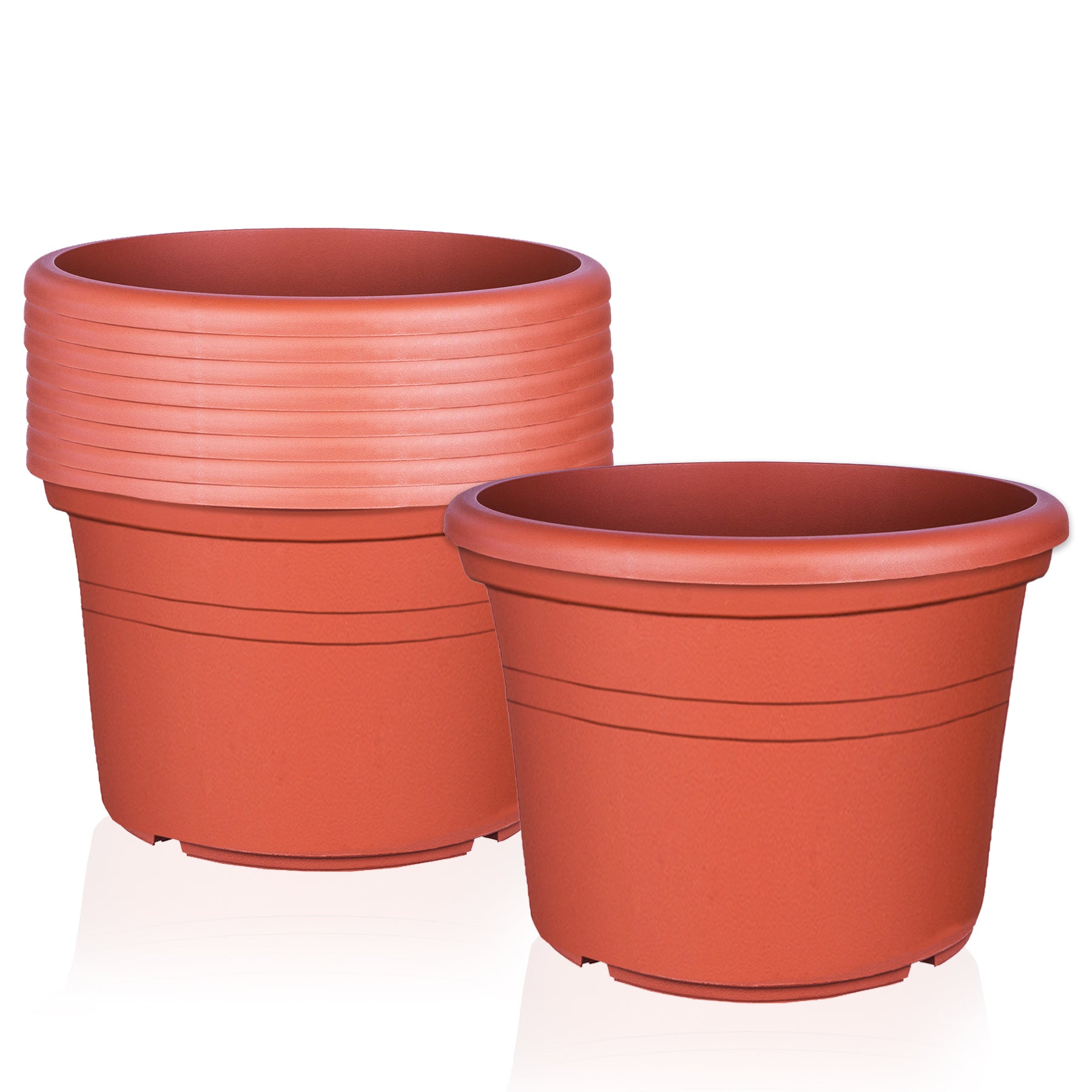 9x Blumentopf Ø 40 cm Farbe Terrakotta Kunststoff Pflanztopf Containertopf Übertopf Pflanzkübel rund