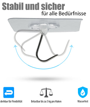 BigDean 30 Stück Klebehaken extra stark & selbstklebend – Wandhaken 180° drehbar  4