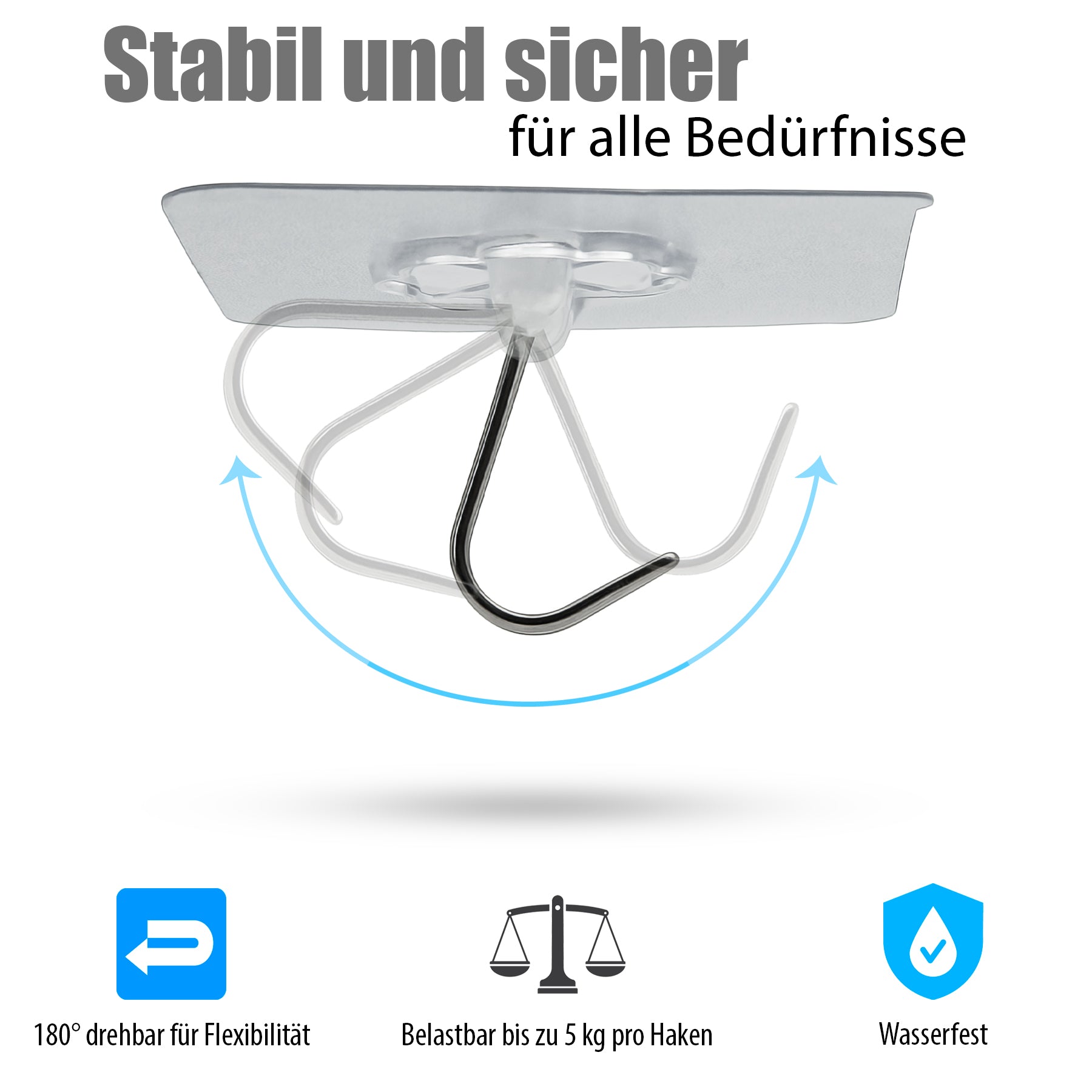 BigDean 30 Stück Klebehaken extra stark & selbstklebend – Wandhaken 180° drehbar  4