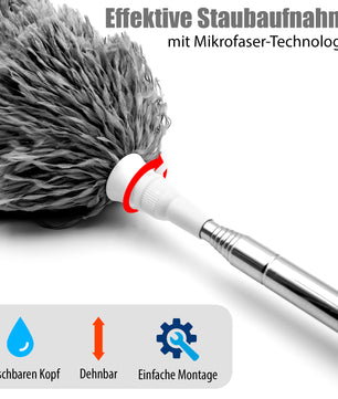BigDean Staubwedel Teleskop ausziehbar - waschbar & effizient gegen Staub 2