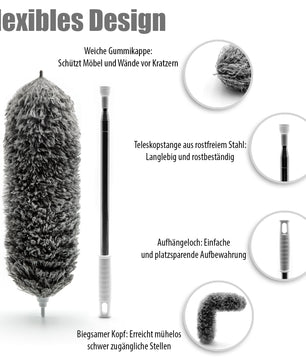 BigDean Staubwedel Teleskop ausziehbar - waschbar & effizient gegen Staub 4