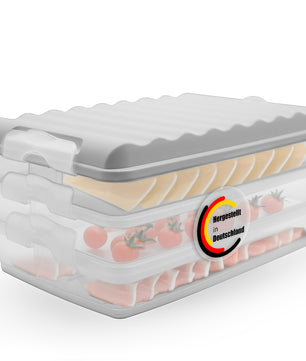 3 Stück Aufschnittboxen für Kühlschrank Größe M – Aufbewahrung von Wurst, Käse u.v.m. 