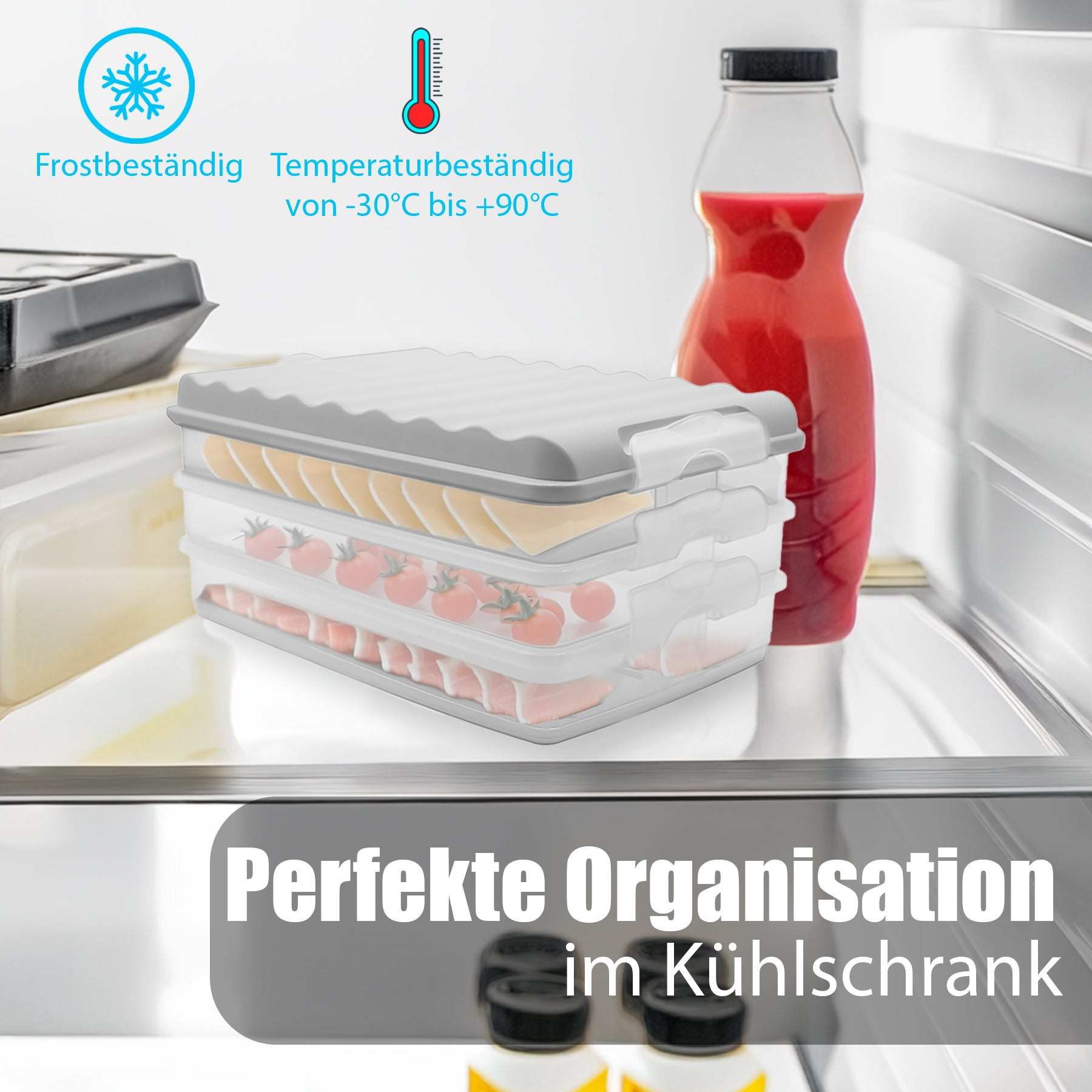 BigDean 3 Stück Aufschnittboxen für Kühlschrank Größe M – Aufbewahrung von Wurst, Käse u.v.m.  4