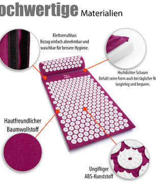 BigDean Akupressurmatte mit Kissen & Hülle zu Steigerung des Wohlbefindens– Massagematte 2