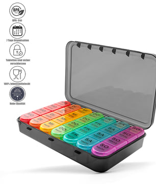 Tablettenbox 7 Tage luftdicht & lebensmittelecht – Medikamentenbox 4