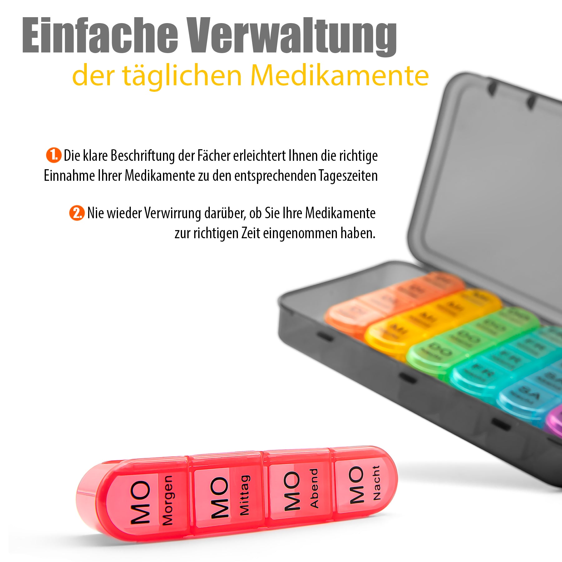 BigDean 2 Stück Tablettenbox 7 Tage luftdicht & lebensmittelecht – Medikamentenbox 5