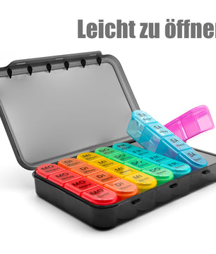 2 Stück Tablettenbox 7 Tage luftdicht & lebensmittelecht – Medikamentenbox 6