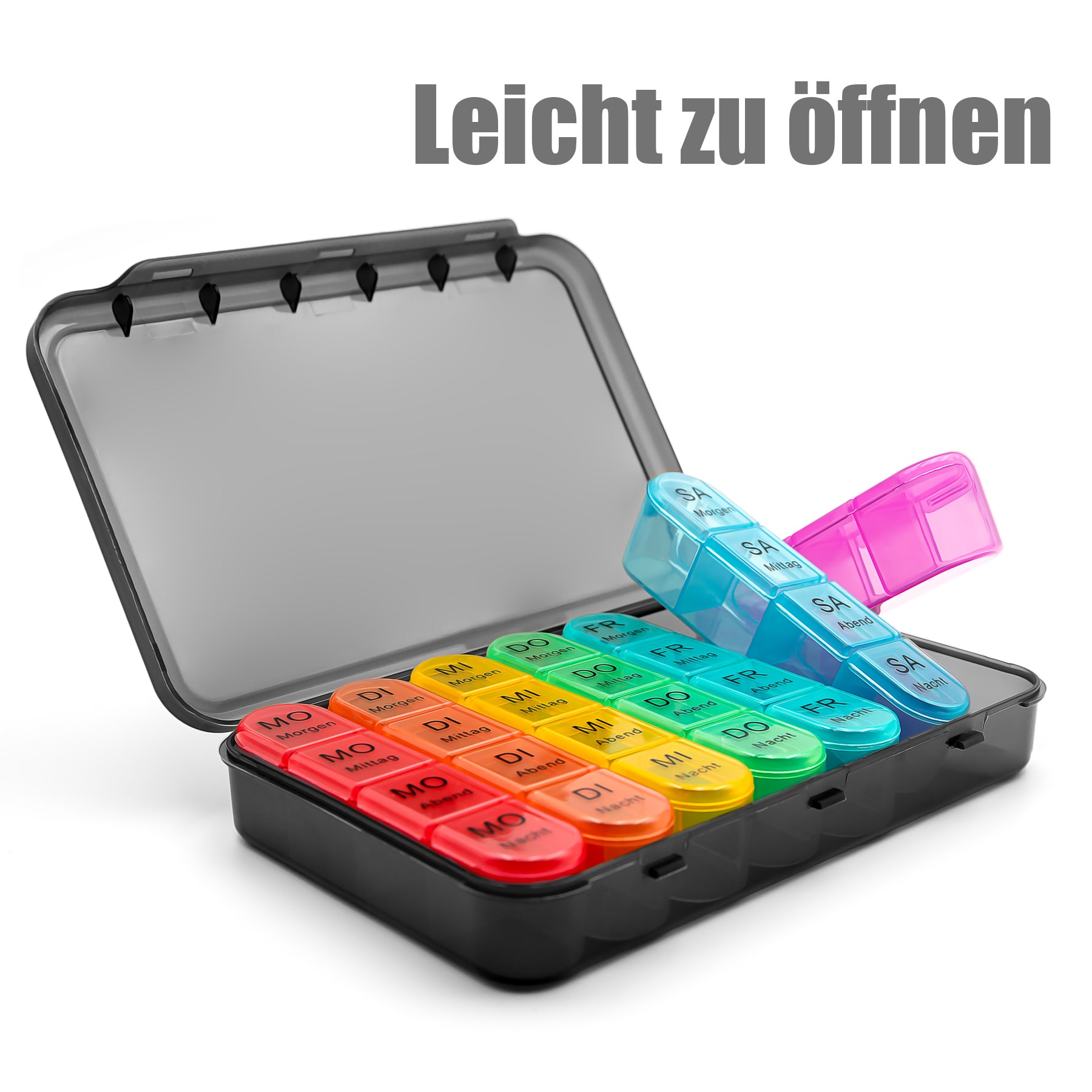 BigDean 2 Stück Tablettenbox 7 Tage luftdicht & lebensmittelecht – Medikamentenbox 6