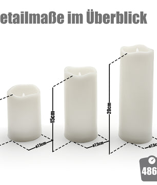 3 Stück Led Kerzen mit Timerfunktion – Kerzen in Echtwachs-Optik - Outdoor geeignet 3