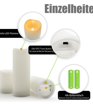 3 Stück Led Kerzen mit Timerfunktion – Kerzen in Echtwachs-Optik - Outdoor geeignet 5