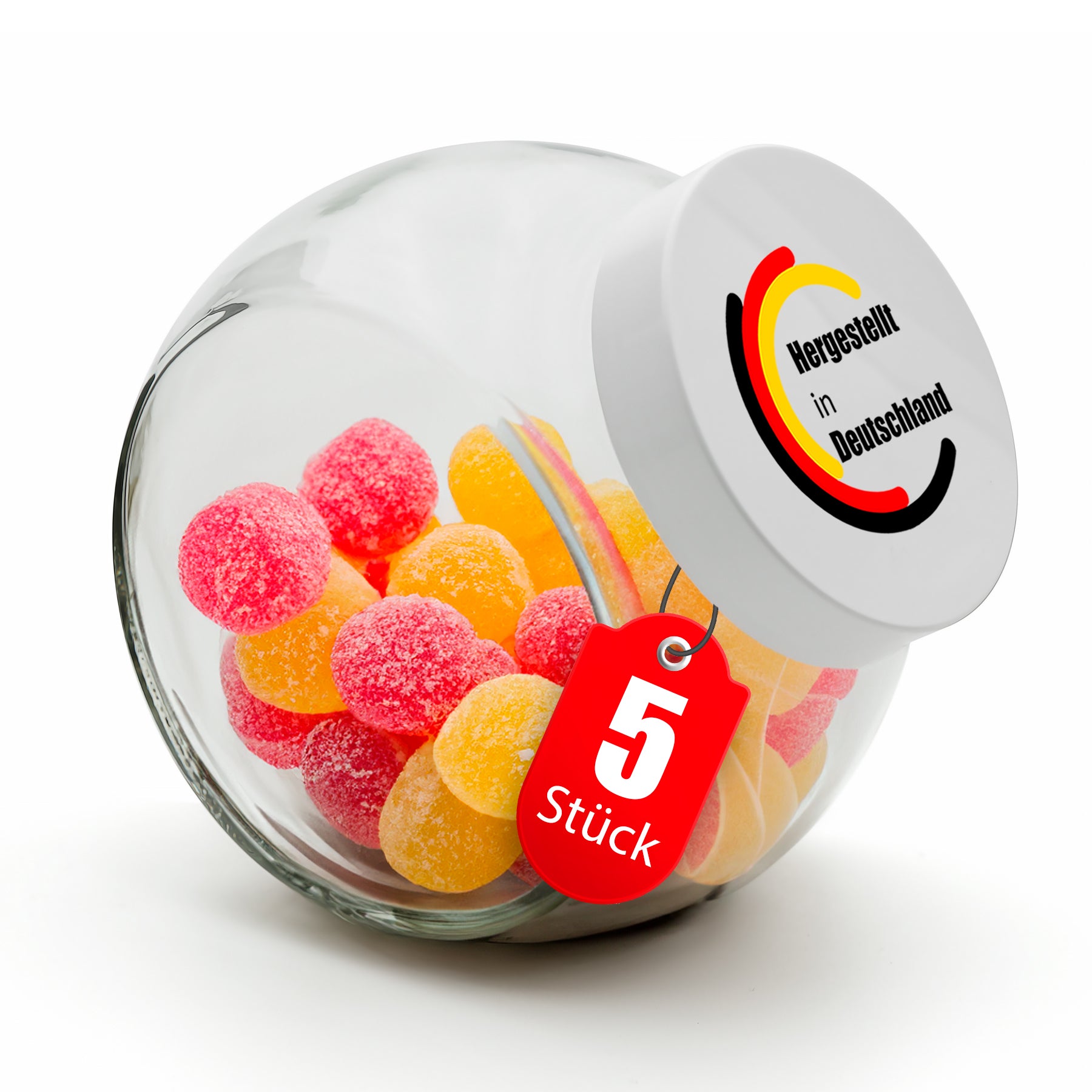 BigDean 5 Stück Bonbonglas mit Deckel 2 L – Made in Germany
