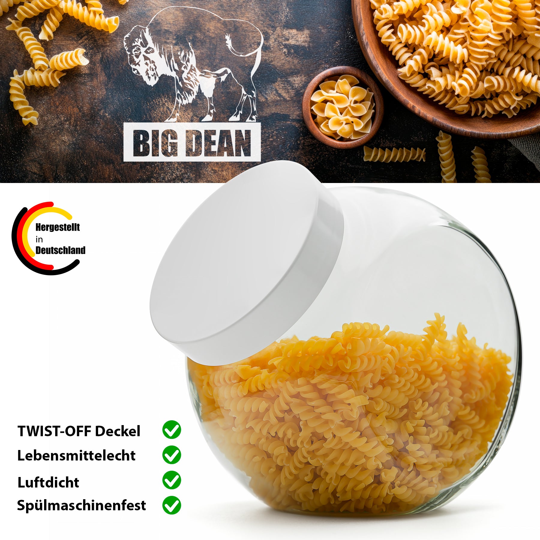 BigDean 5 Stück Bonbonglas mit Deckel 2 L – Made in Germany 2