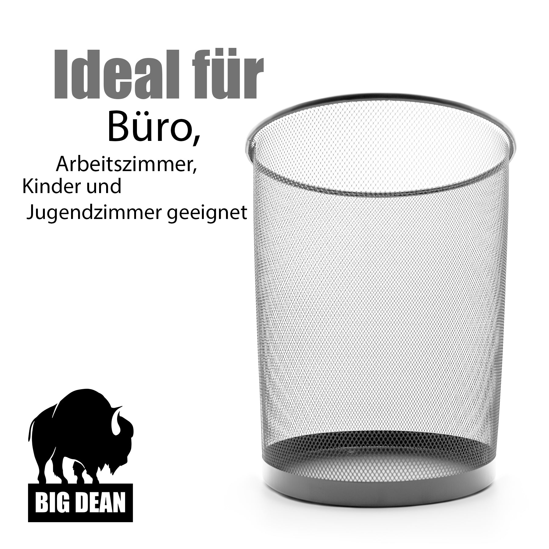 BigDean 2 Stück Papierkorb Mülleimer silber 20L Draht – vielseitiger Papiereimer für Zuhause & Büro 4