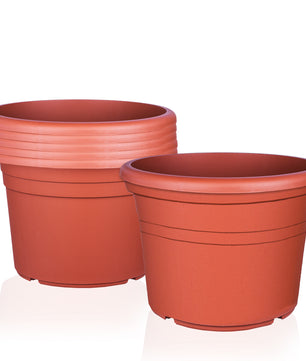 6x Blumentopf Ø 20 cm Farbe Terrakotta Kunststoff Pflanztopf Containertopf Übertopf Pflanzkübel rund
