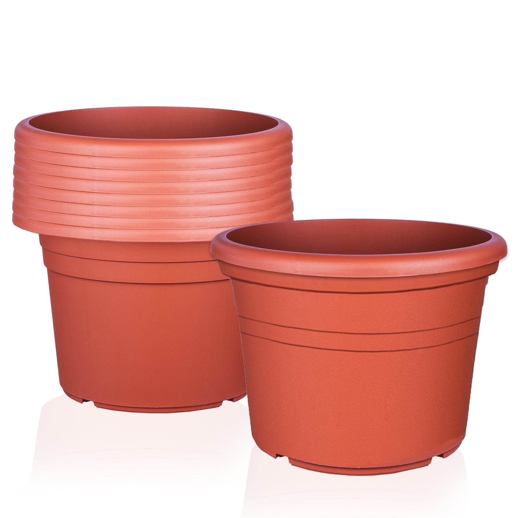 9x Blumentopf Ø 20 cm Farbe Terrakotta Kunststoff Pflanztopf Containertopf Übertopf Pflanzkübel rund