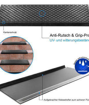 10 Stück Stufenmatten aus Gummi – 75 x 25 cm – Outdoor Treppenstufenmatten  2