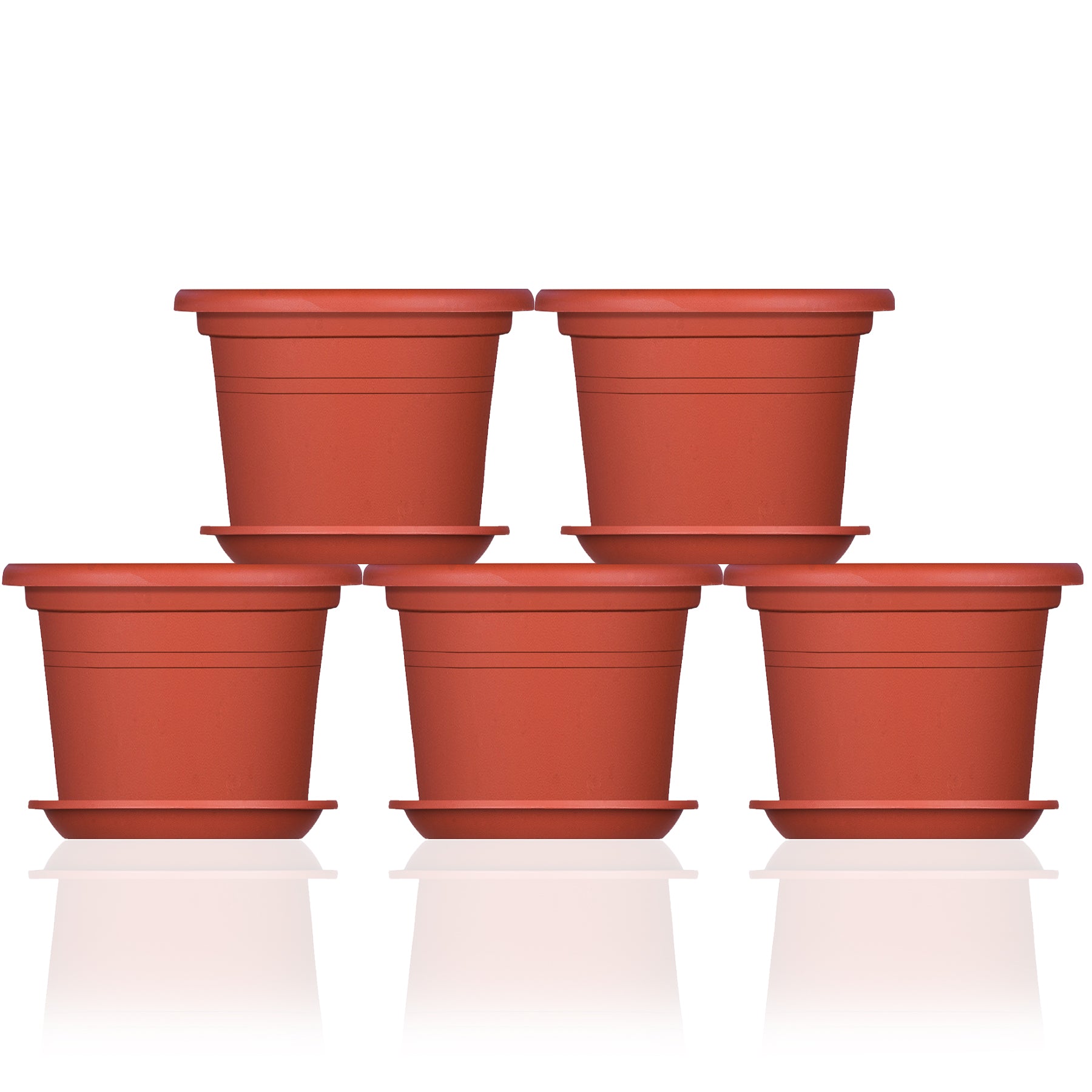 5x Blumentopf Ø 35 cm Farbe Terrakotta & Untersetzer Kunststoff Pflanztopf Containertopf Übertopf 2